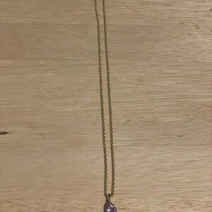 Elegant Gold Necklace with Purple Pendant
